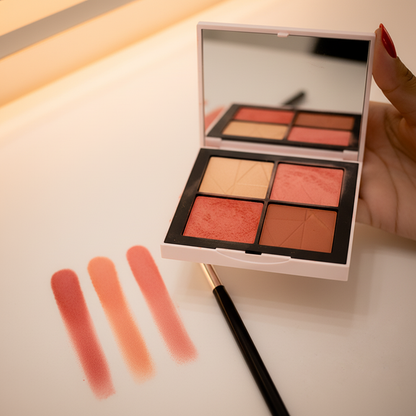 Coral Bloom Blush Palette - Shade Close-Up with Swatches