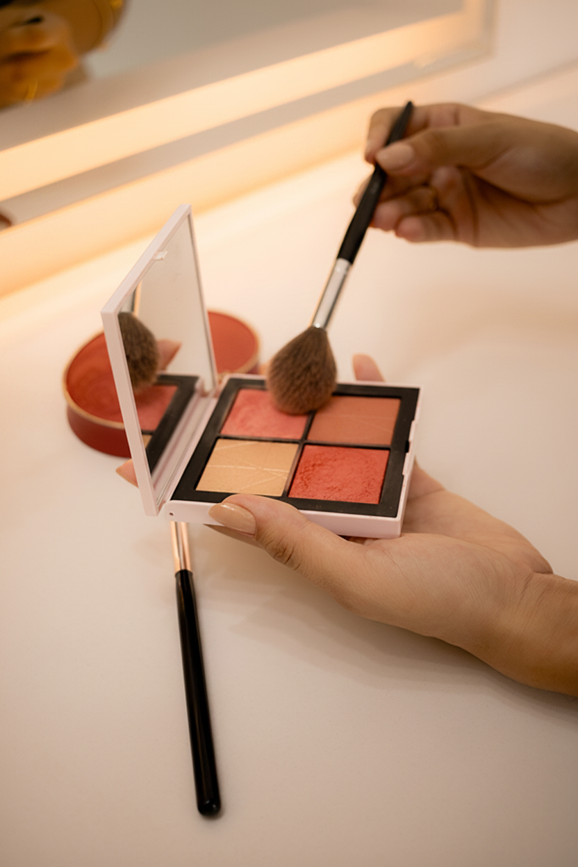 Coral Bloom Blush Palette - Lifestyle Application