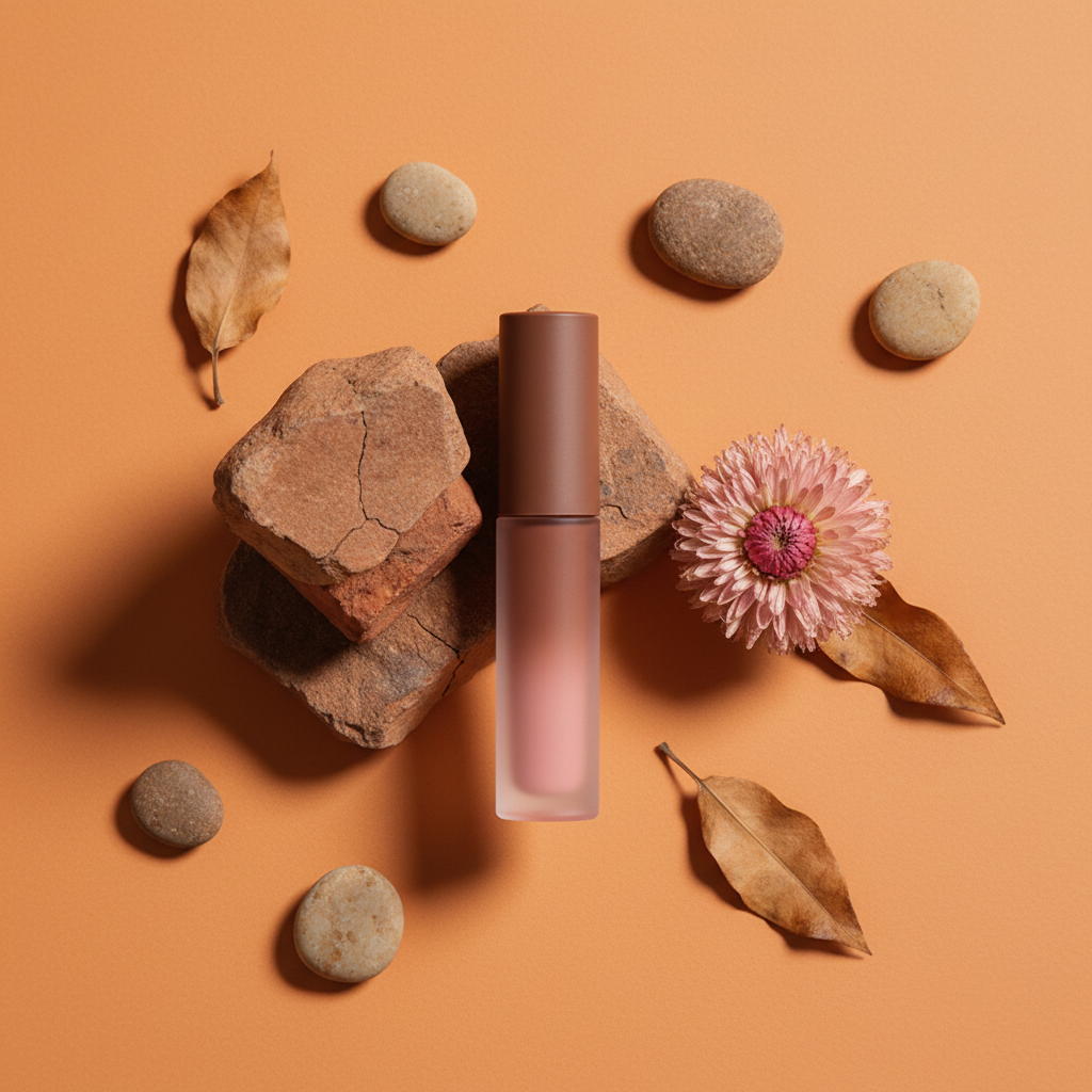 Terra Nude Lip Glaze - Flat Lay Botanical